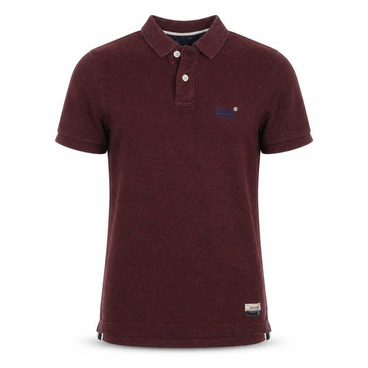 Superdry Men’s Brown Marl Classic Polo Shirt Small Logo Short Sleeve