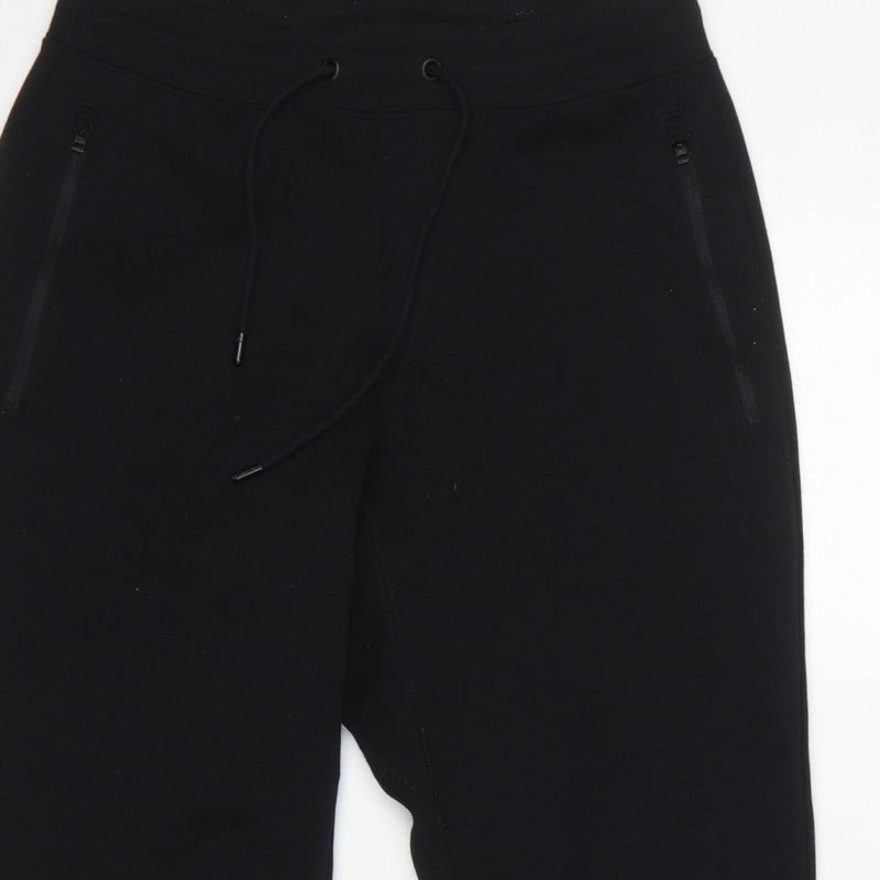 Uniqlo Women Black S Jogger Sweatpants Drawstring Zip Pockets