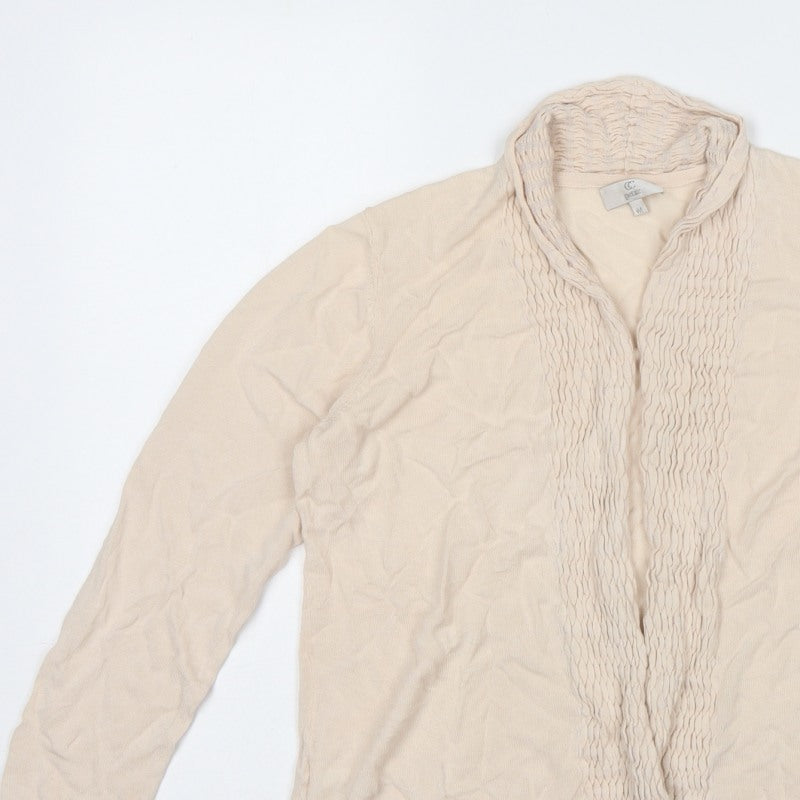 CC Petite Women’s Ivory M Open Knit Ruffle Cardigan