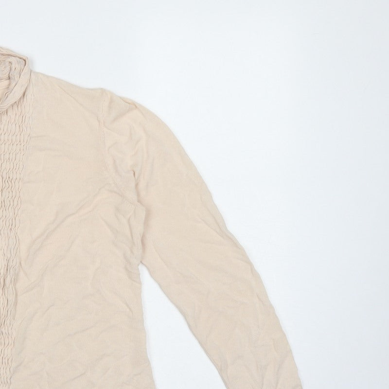 CC Petite Women’s Ivory M Open Knit Ruffle Cardigan
