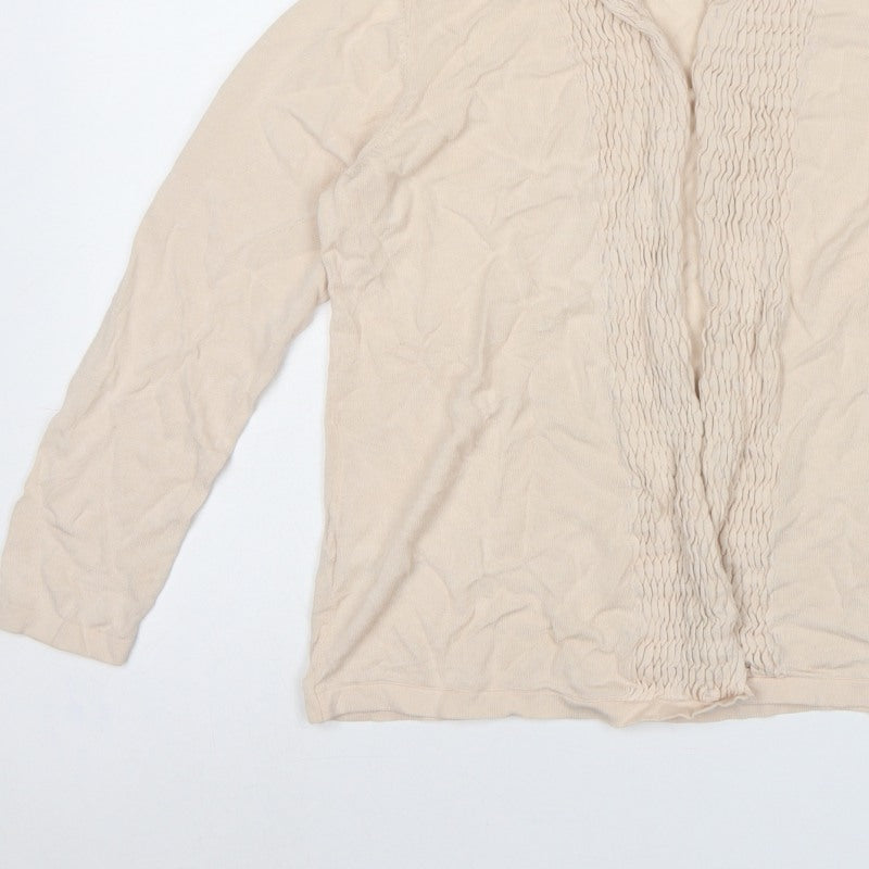 CC Petite Women’s Ivory M Open Knit Ruffle Cardigan