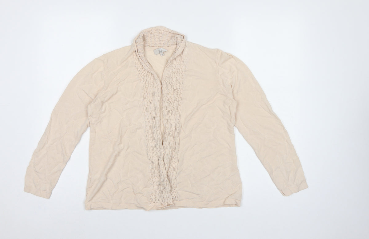 CC Petite Women’s Ivory M Open Knit Ruffle Cardigan