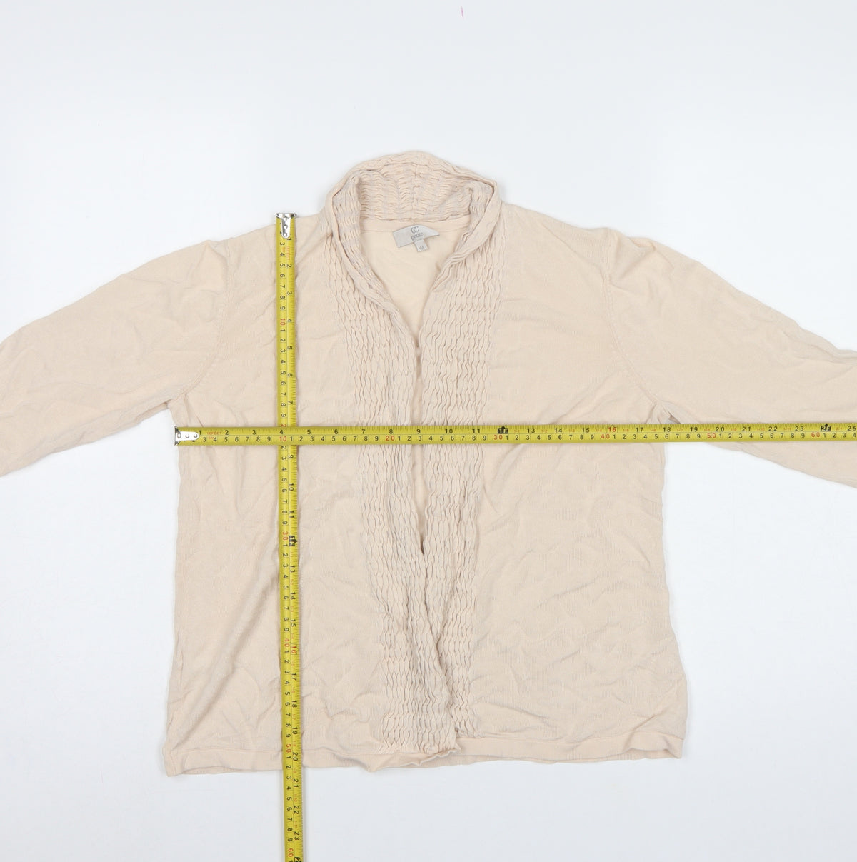 CC Petite Women’s Ivory M Open Knit Ruffle Cardigan