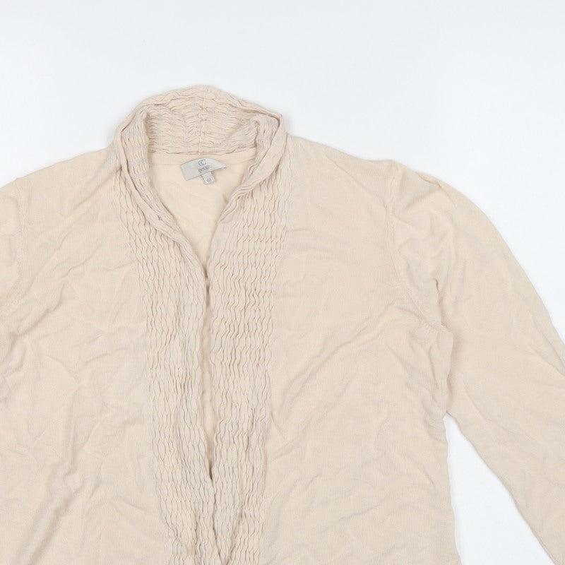 CC Petite Women’s Ivory M Open Knit Ruffle Cardigan