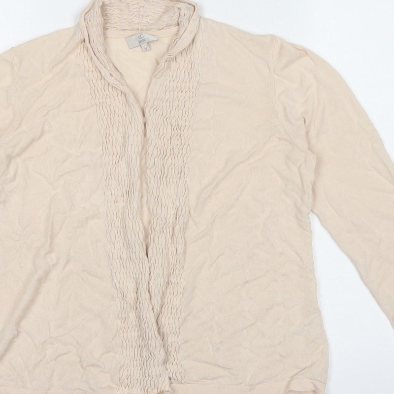 CC Petite Women’s Ivory M Open Knit Ruffle Cardigan