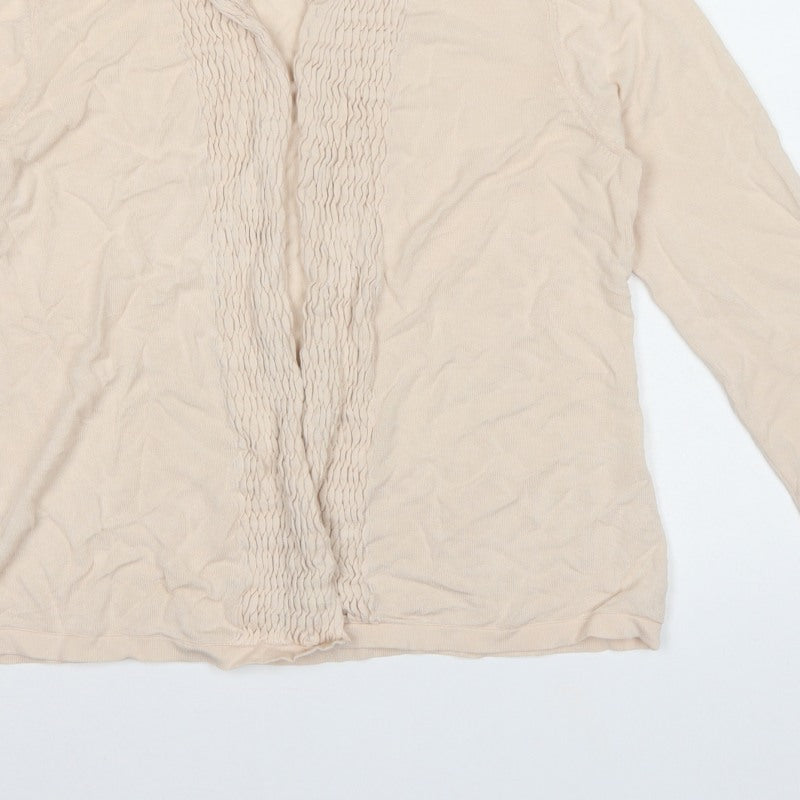 CC Petite Women’s Ivory M Open Knit Ruffle Cardigan