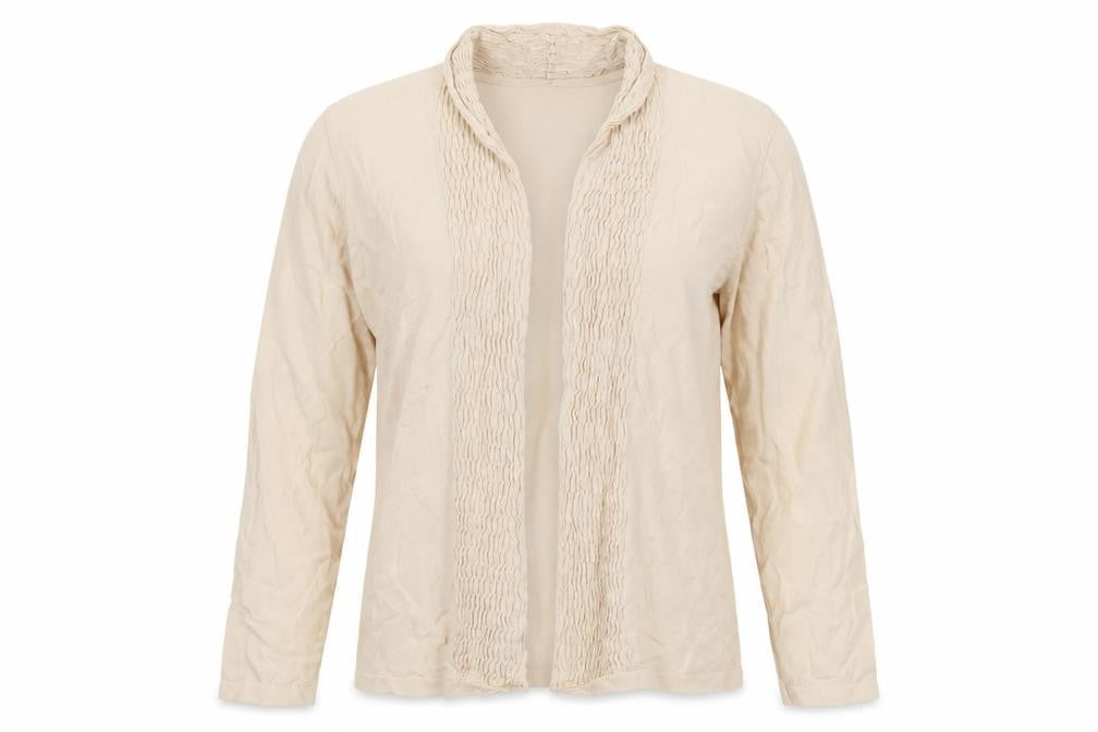 CC Petite Women’s Ivory M Open Knit Ruffle Cardigan