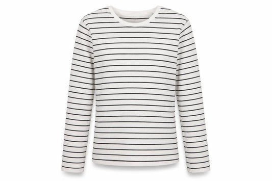 John Lewis Girls White Black Stripe Ribbed Long Sleeve T-Shirt Age 10