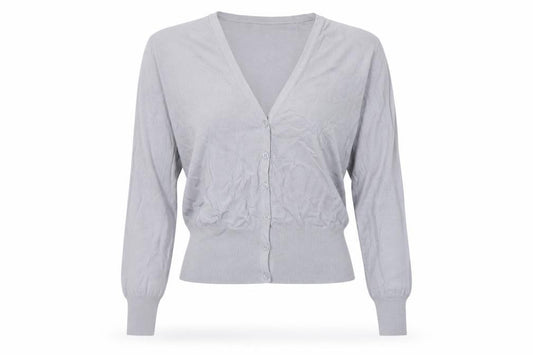 Hennes Women Grey M V-Neck Fine Knit Button Cardigan