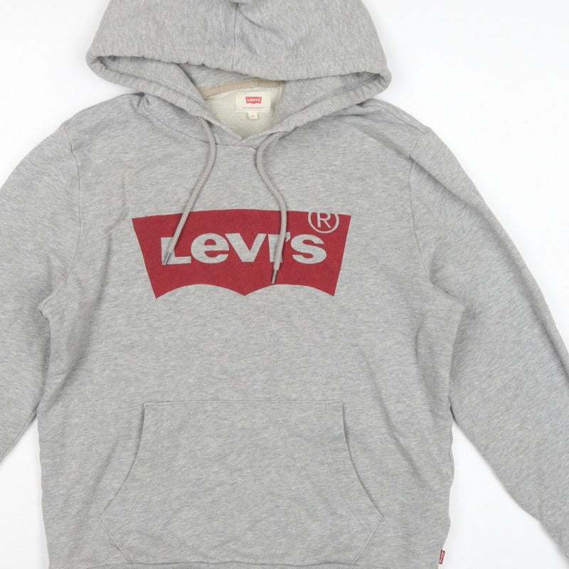 Levi's Teens Grey S Logo Pullover Hoodie Cotton Drawstring Pocket
