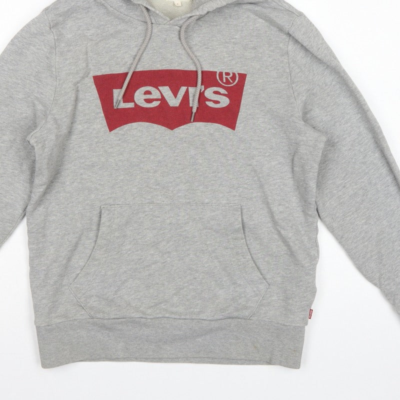 Levi's Teens Grey S Logo Pullover Hoodie Cotton Drawstring Pocket