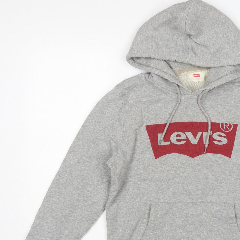 Levi's Teens Grey S Logo Pullover Hoodie Cotton Drawstring Pocket
