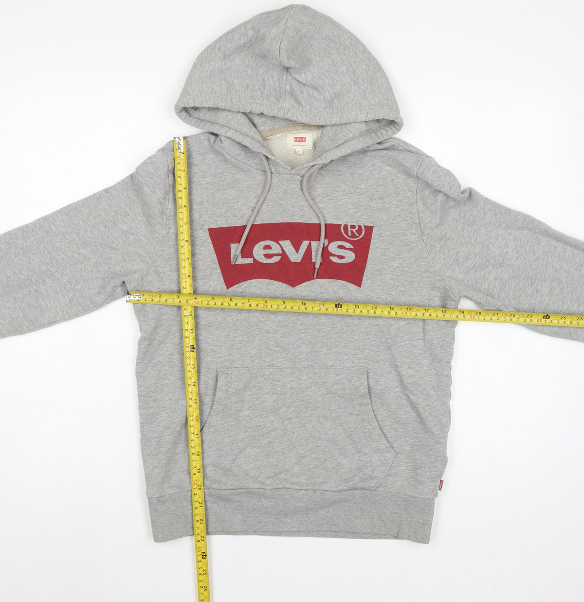 Levi's Teens Grey S Logo Pullover Hoodie Cotton Drawstring Pocket