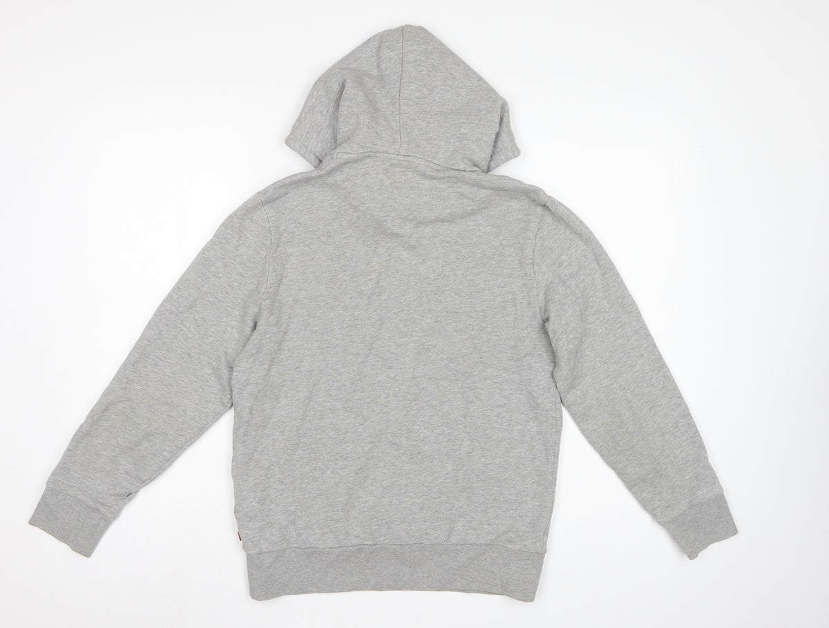 Levi's Teens Grey S Logo Pullover Hoodie Cotton Drawstring Pocket