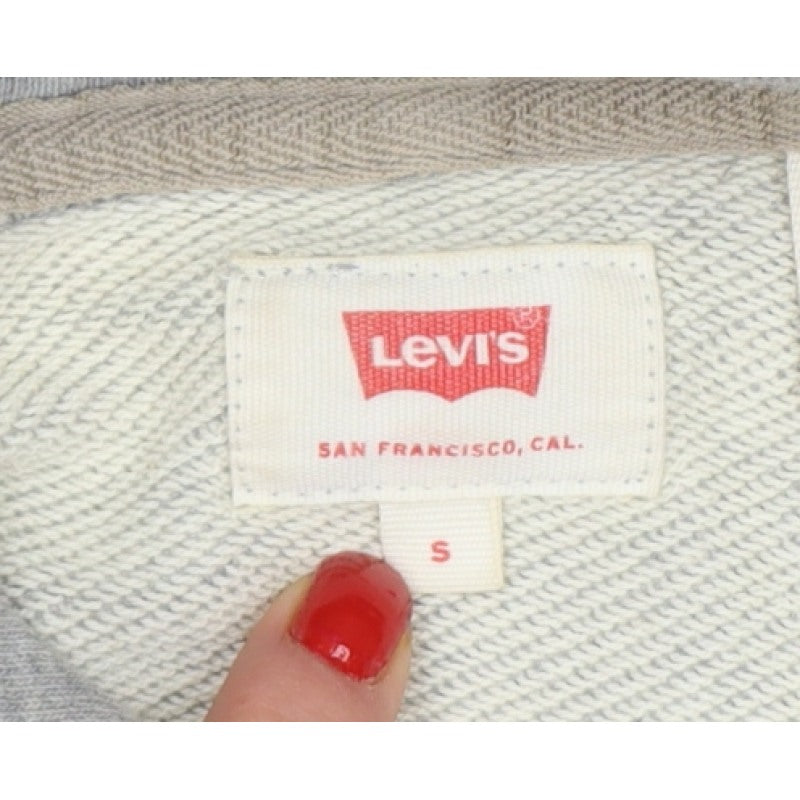 Levi's Teens Grey S Logo Pullover Hoodie Cotton Drawstring Pocket