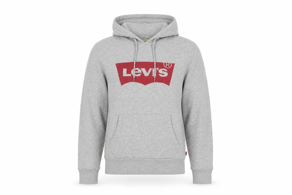 Levi's Teens Grey S Logo Pullover Hoodie Cotton Drawstring Pocket