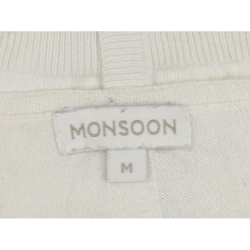 Monsoon Women Ivory M Rhinestone Button Back Knit Cardigan