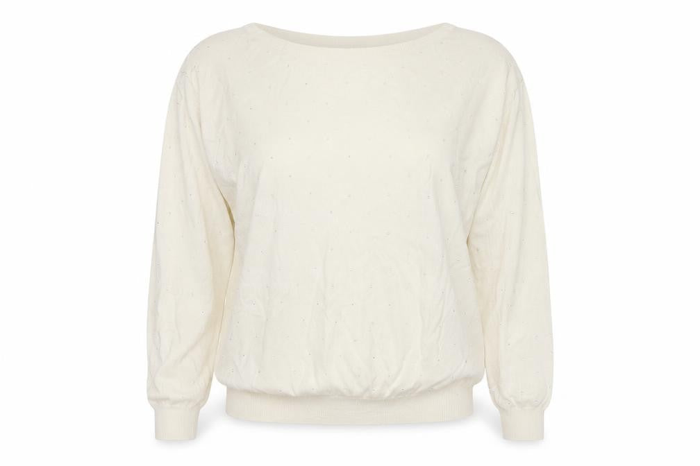 Monsoon Women Ivory M Rhinestone Button Back Knit Cardigan