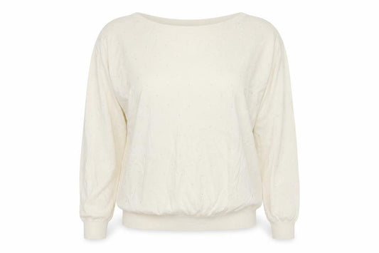 Monsoon Women Ivory M Rhinestone Button Back Knit Cardigan