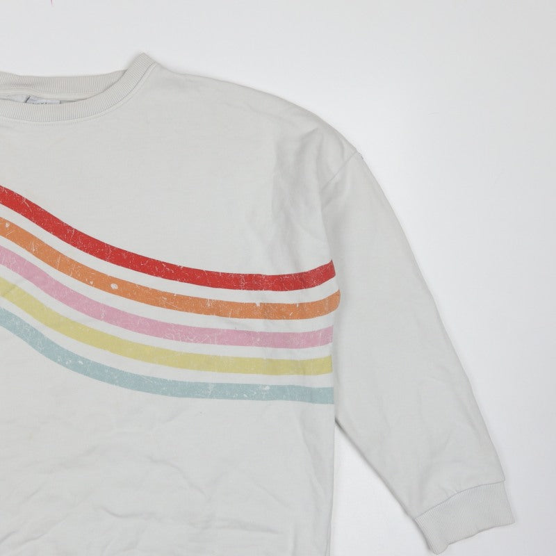 Next Women Ivory UK 20 Rainbow Stripe Crew Neck Pullover Sweatshirt