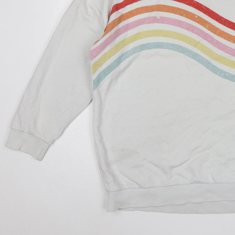 Next Women Ivory UK 20 Rainbow Stripe Crew Neck Pullover Sweatshirt