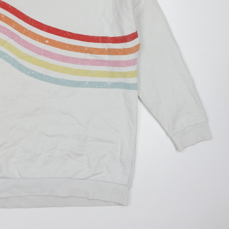 Next Women Ivory UK 20 Rainbow Stripe Crew Neck Pullover Sweatshirt