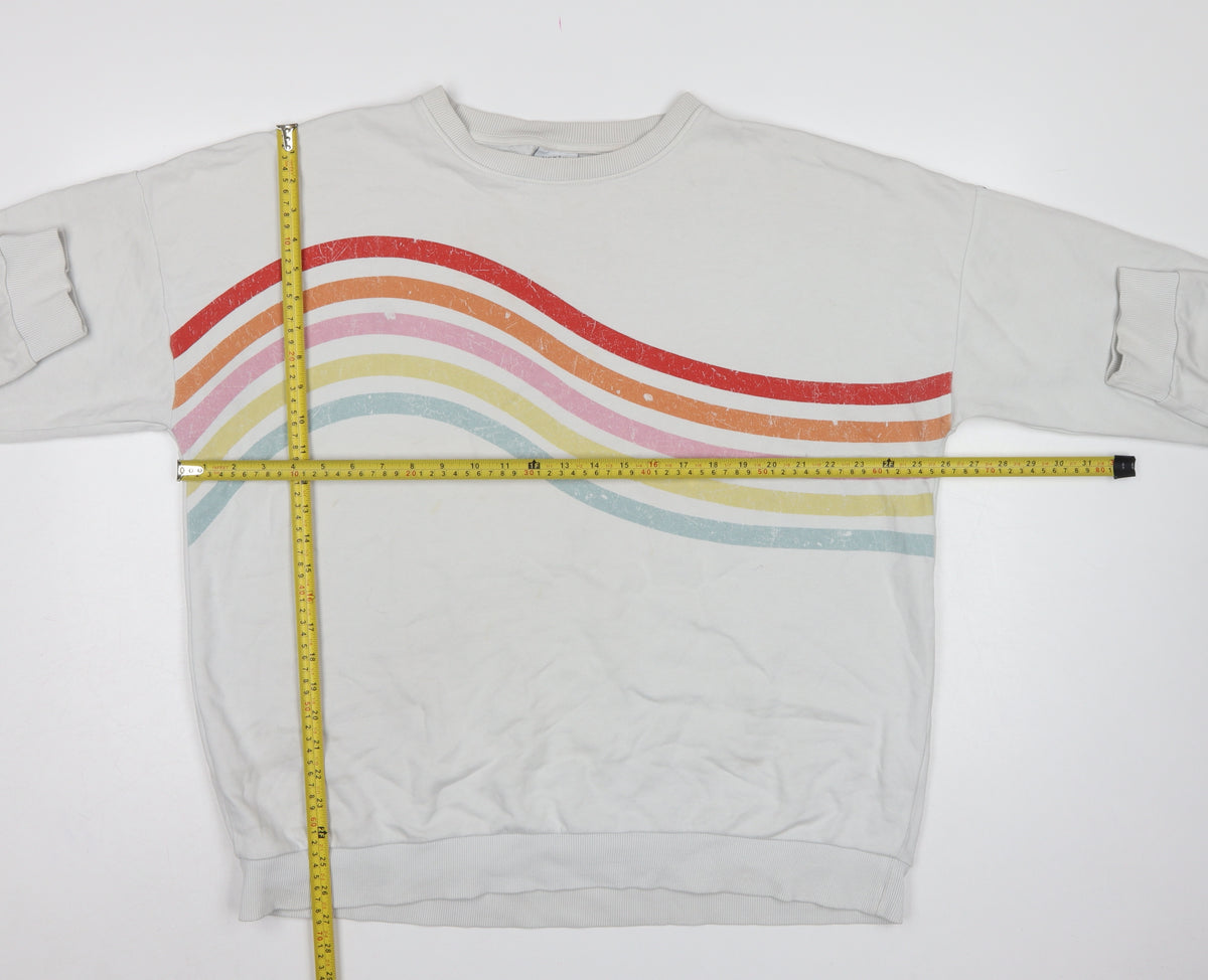 Next Women Ivory UK 20 Rainbow Stripe Crew Neck Pullover Sweatshirt