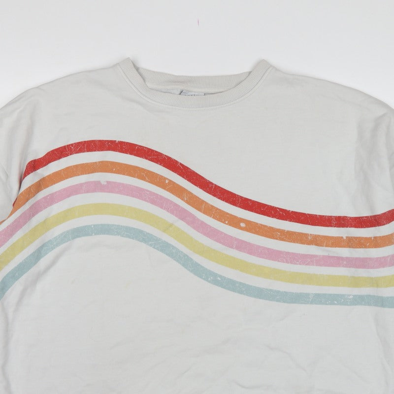 Next Women Ivory UK 20 Rainbow Stripe Crew Neck Pullover Sweatshirt