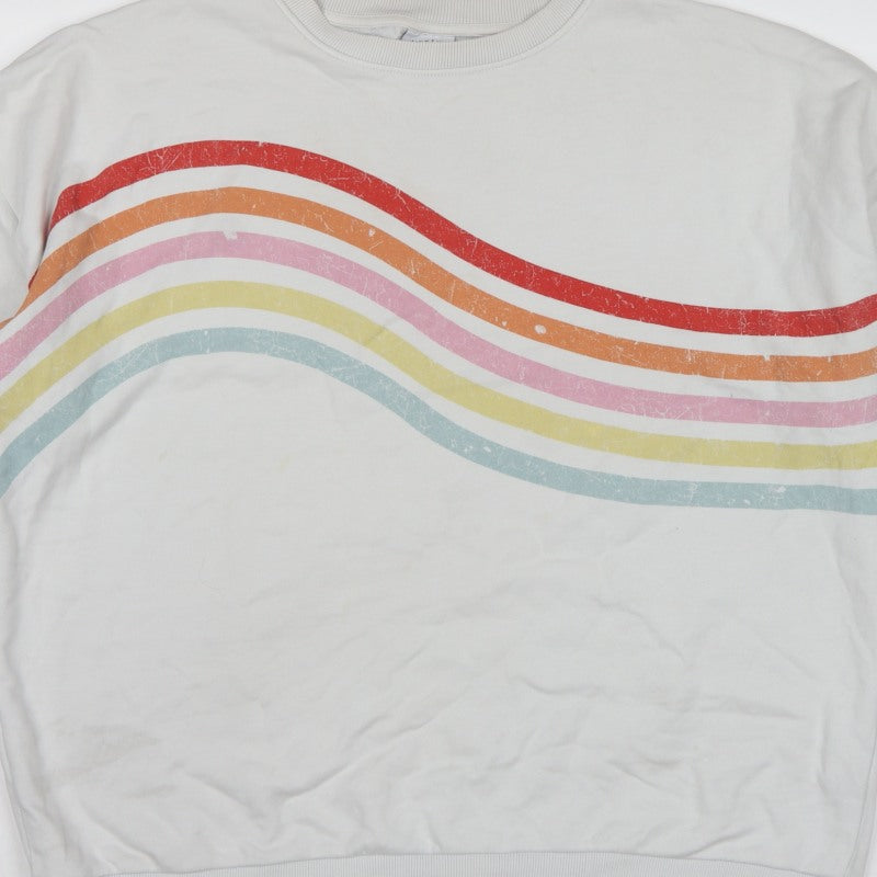 Next Women Ivory UK 20 Rainbow Stripe Crew Neck Pullover Sweatshirt