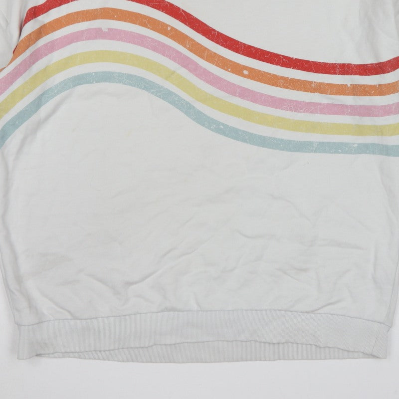 Next Women Ivory UK 20 Rainbow Stripe Crew Neck Pullover Sweatshirt