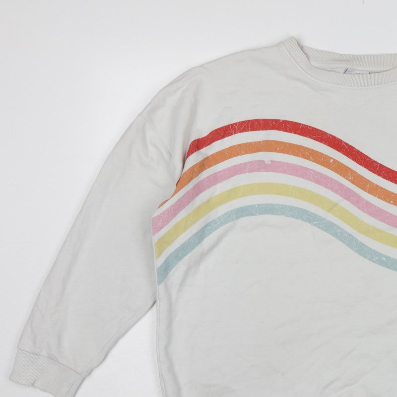 Next Women Ivory UK 20 Rainbow Stripe Crew Neck Pullover Sweatshirt