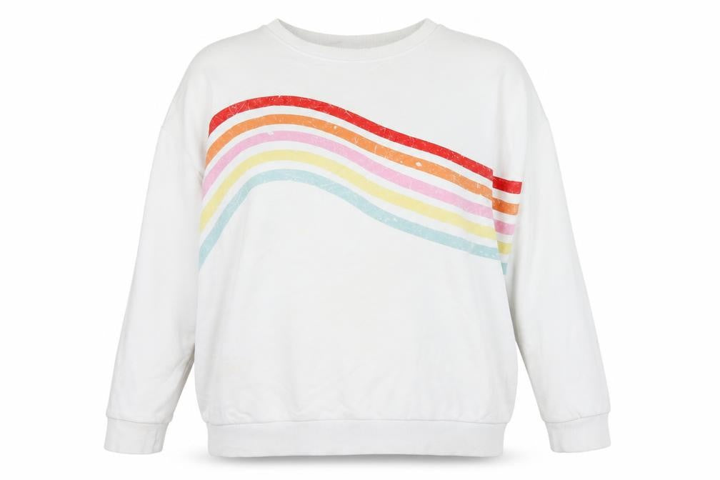 Next Women Ivory UK 20 Rainbow Stripe Crew Neck Pullover Sweatshirt