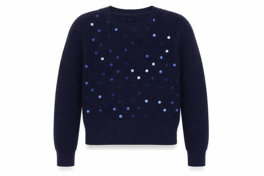GapKids Girls Navy Sequin Cotton Knit Jumper Age 13 XL Long Sleeve