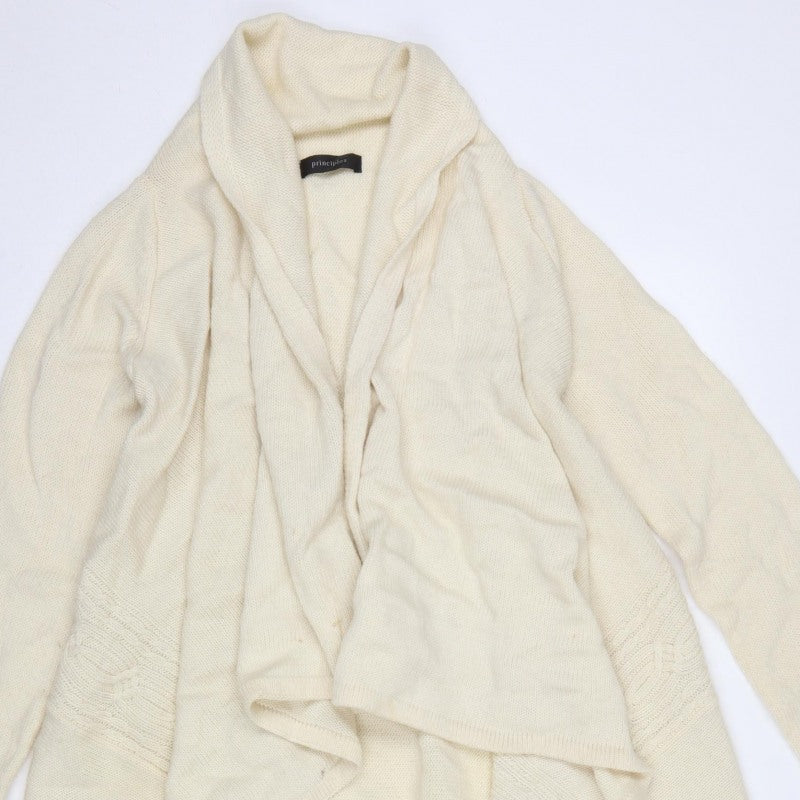 Principles Women Ivory S Open Fringe Cable Knit Cardigan