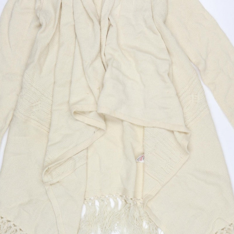 Principles Women Ivory S Open Fringe Cable Knit Cardigan