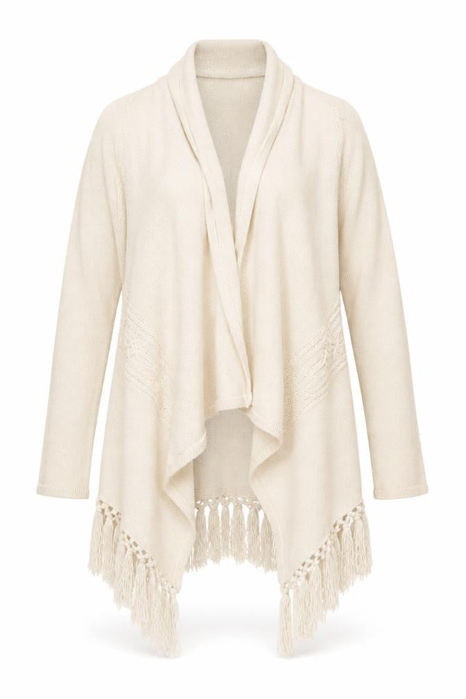 Principles Women Ivory S Open Fringe Cable Knit Cardigan
