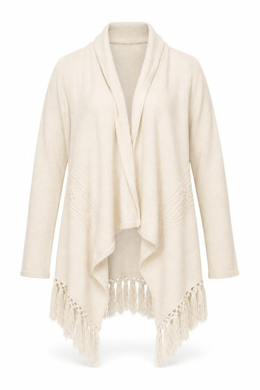 Principles Women Ivory S Open Fringe Cable Knit Cardigan