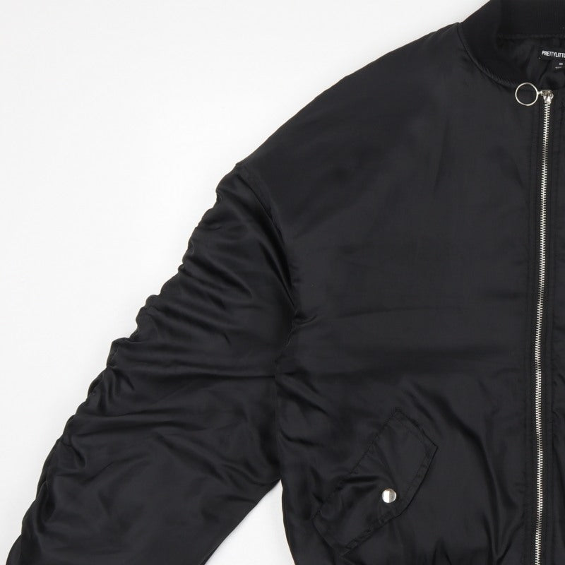 PrettyLittleThing Women Black XS Padded Bomber Jacket Zip