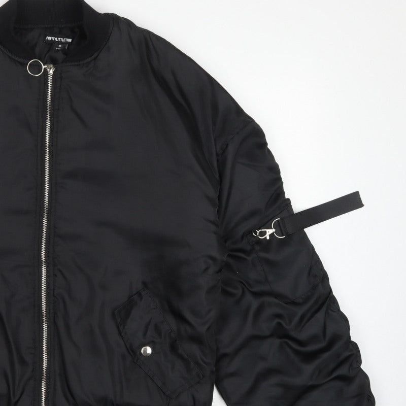 PrettyLittleThing Women Black XS Padded Bomber Jacket Zip