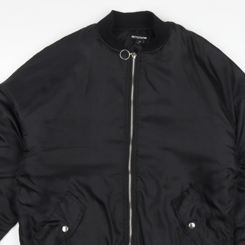 PrettyLittleThing Women Black XS Padded Bomber Jacket Zip