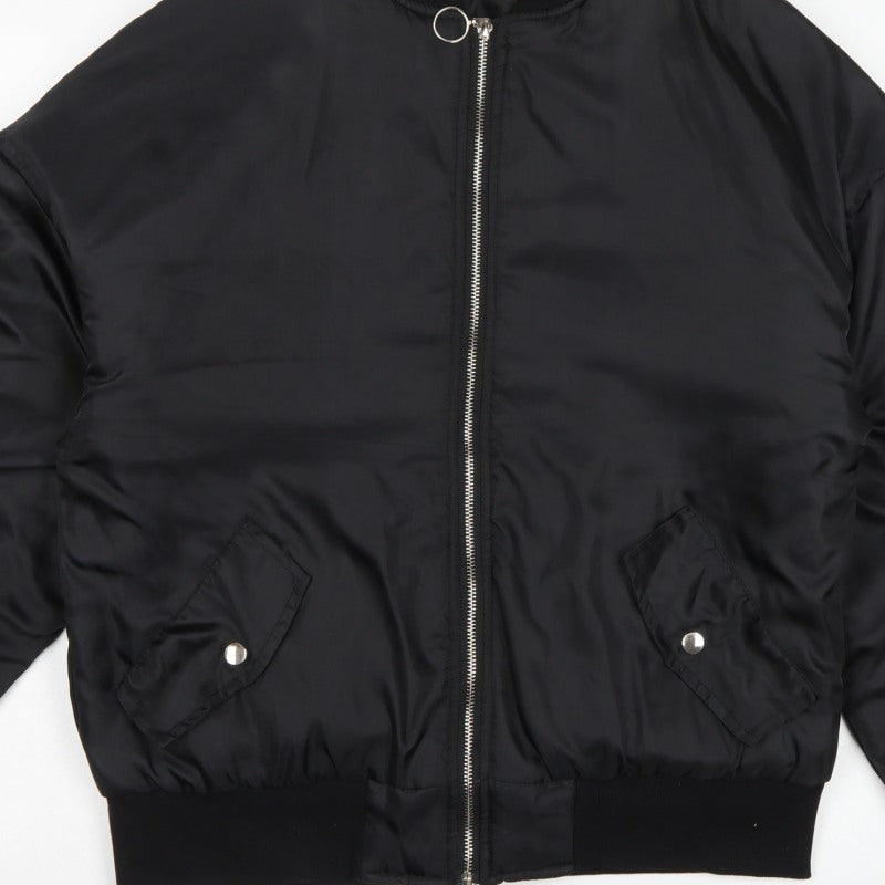PrettyLittleThing Women Black XS Padded Bomber Jacket Zip