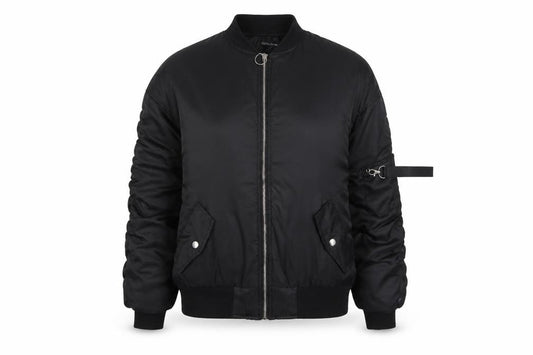 PrettyLittleThing Women Black XS Padded Bomber Jacket Zip