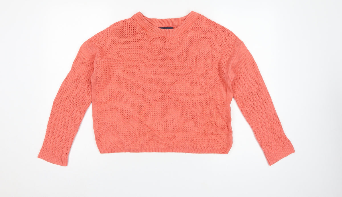 Marks & Spencer Teens Pink M Cotton Knit Pullover Crew Neck Jumper