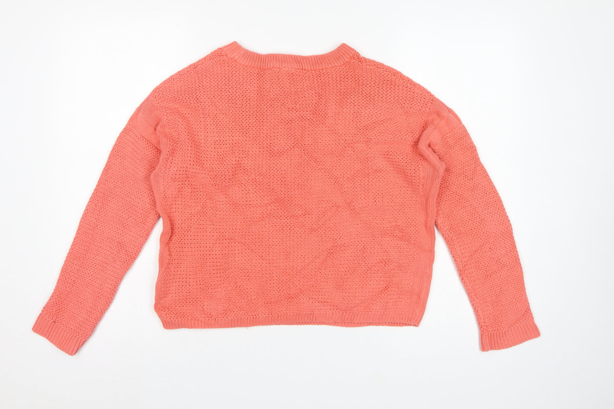 Marks & Spencer Teens Pink M Cotton Knit Pullover Crew Neck Jumper