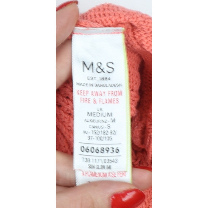 Marks & Spencer Teens Pink M Cotton Knit Pullover Crew Neck Jumper