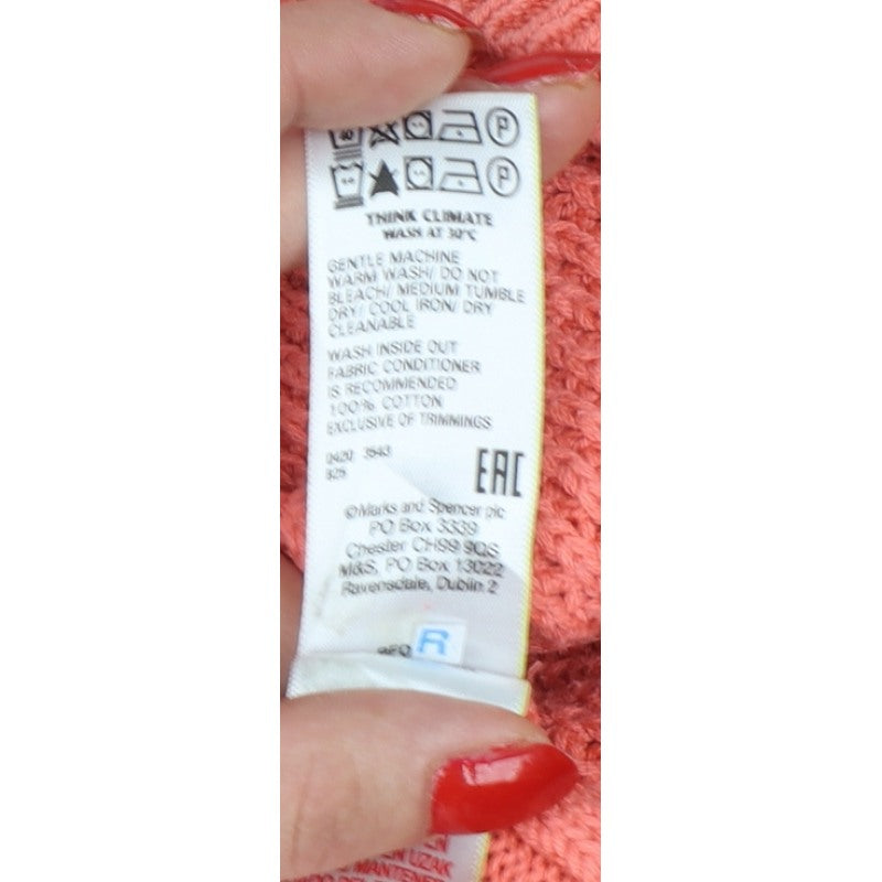 Marks & Spencer Teens Pink M Cotton Knit Pullover Crew Neck Jumper