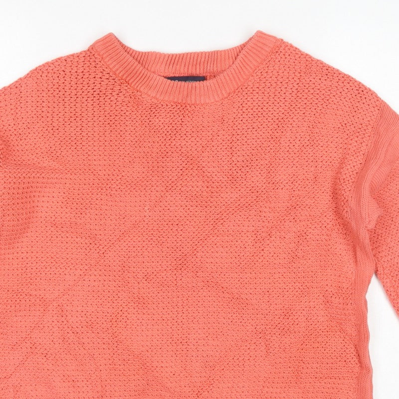 Marks & Spencer Teens Pink M Cotton Knit Pullover Crew Neck Jumper