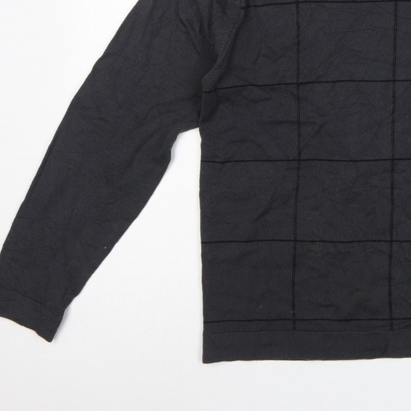 Armando Men's Black M V-Neck Geometric Knit Pullover Jumper