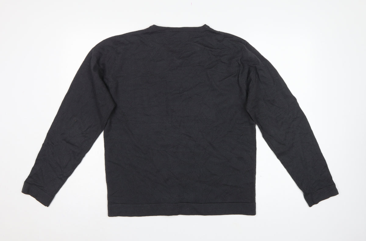 Armando Men's Black M V-Neck Geometric Knit Pullover Jumper