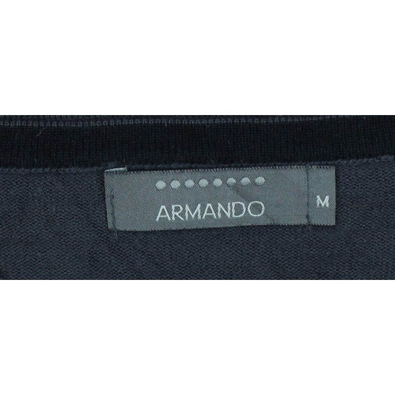 Armando Men's Black M V-Neck Geometric Knit Pullover Jumper